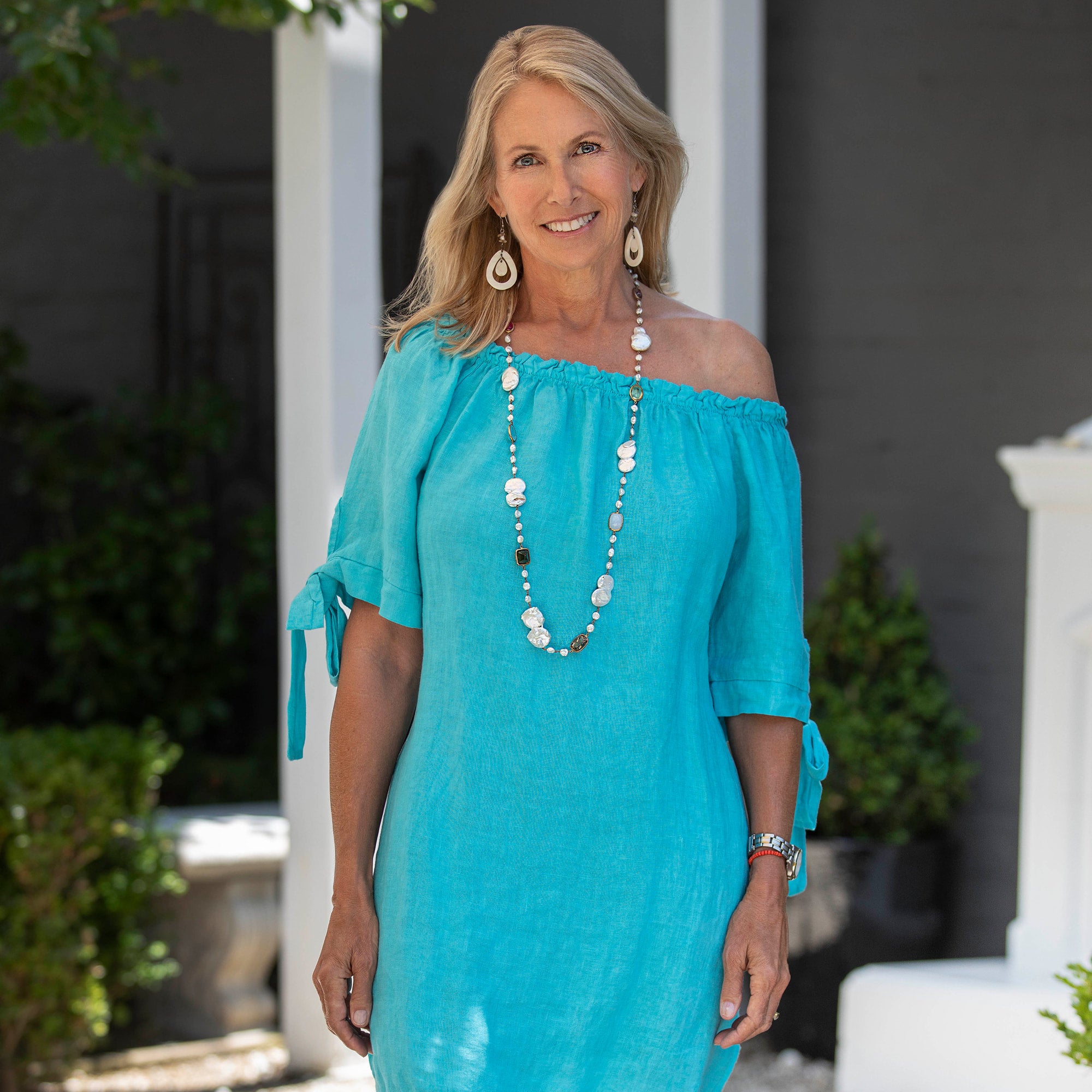 Linen off-shoulder dress | Charlie Loves Coco Linen off-shoulder dress | Charlie Loves Coco